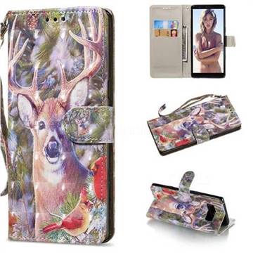 Elk Deer 3D Painted Leather Wallet Phone Case for Samsung Galaxy Note 8