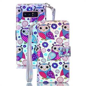 Happy Owl Blue Ray Light PU Leather Wallet Case for Samsung Galaxy Note 8