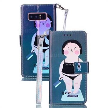 Fat Girl Blue Ray Light PU Leather Wallet Case for Samsung Galaxy Note 8