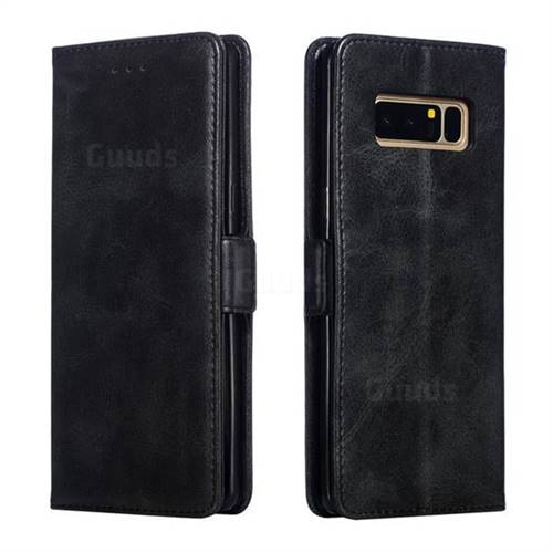 Retro Classic Calf Pattern Leather Wallet Phone Case for Samsung Galaxy Note 8 - Black