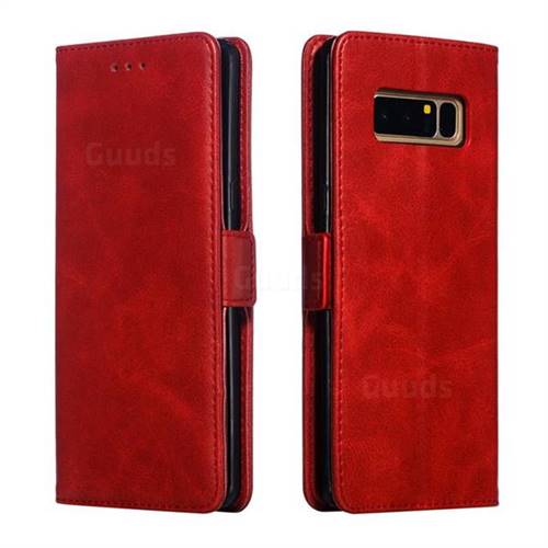 Retro Classic Calf Pattern Leather Wallet Phone Case for Samsung Galaxy Note 8 - Red