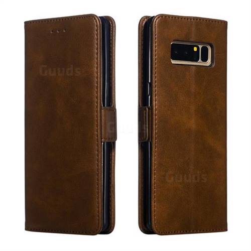 Retro Classic Calf Pattern Leather Wallet Phone Case for Samsung Galaxy Note 8 - Brown