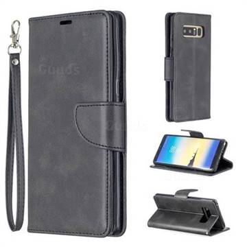 Classic Sheepskin PU Leather Phone Wallet Case for Samsung Galaxy Note 8 - Black