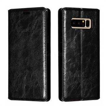 Retro Slim Magnetic Crazy Horse PU Leather Wallet Case for Samsung Galaxy Note 8 - Black