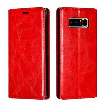 Retro Slim Magnetic Crazy Horse PU Leather Wallet Case for Samsung Galaxy Note 8 - Red