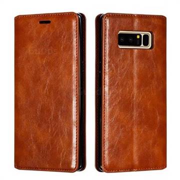 Retro Slim Magnetic Crazy Horse PU Leather Wallet Case for Samsung Galaxy Note 8 - Brown