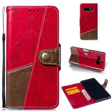 Retro Magnetic Stitching Wallet Flip Cover for Samsung Galaxy Note 8 - Rose Red