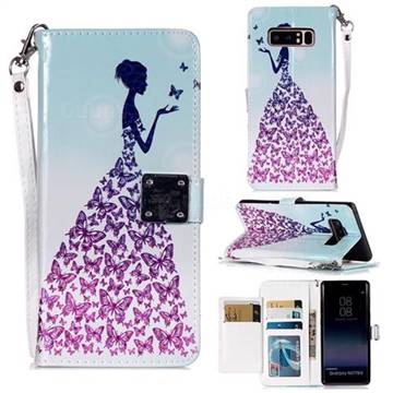 Butterfly Princess 3D Shiny Dazzle Smooth PU Leather Wallet Case for Samsung Galaxy Note 8