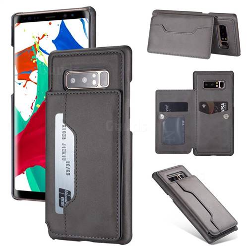 Luxury Magnetic Double Buckle Leather Phone Case for Samsung Galaxy Note 8 - Gray