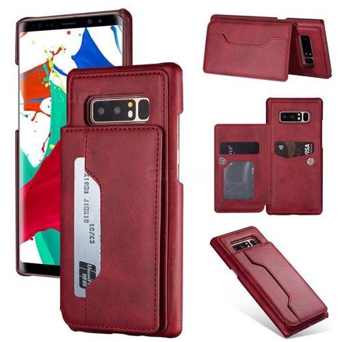 Luxury Magnetic Double Buckle Leather Phone Case for Samsung Galaxy Note 8 - Red