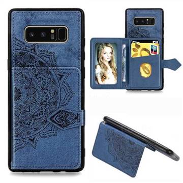 Mandala Flower Cloth Multifunction Stand Card Leather Phone Case for Samsung Galaxy Note 8 - Blue
