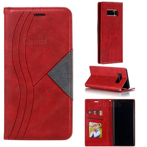 Retro S Streak Magnetic Leather Wallet Phone Case for Samsung Galaxy Note 8 - Red