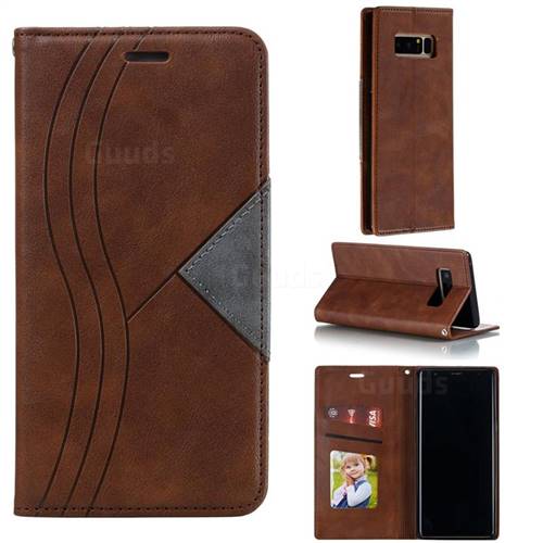 Retro S Streak Magnetic Leather Wallet Phone Case for Samsung Galaxy Note 8 - Brown