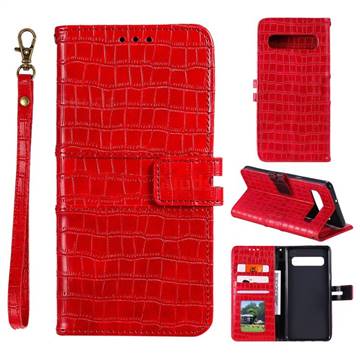 Luxury Crocodile Magnetic Leather Wallet Phone Case for Samsung Galaxy Note 8 - Red