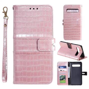 Luxury Crocodile Magnetic Leather Wallet Phone Case for Samsung Galaxy Note 8 - Rose Gold