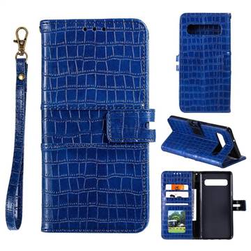 Luxury Crocodile Magnetic Leather Wallet Phone Case for Samsung Galaxy Note 8 - Blue