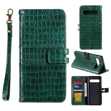 Luxury Crocodile Magnetic Leather Wallet Phone Case for Samsung Galaxy Note 8 - Green