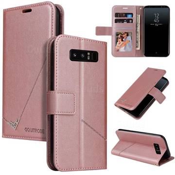 GQ.UTROBE Right Angle Silver Pendant Leather Wallet Phone Case for Samsung Galaxy Note 8 - Rose Gold