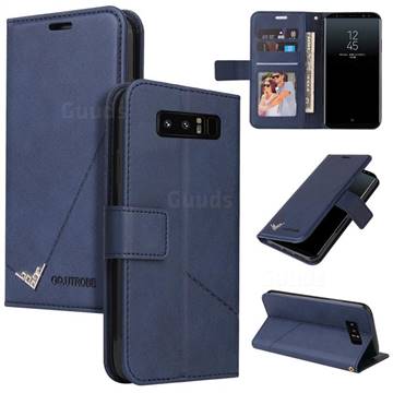 GQ.UTROBE Right Angle Silver Pendant Leather Wallet Phone Case for Samsung Galaxy Note 8 - Blue