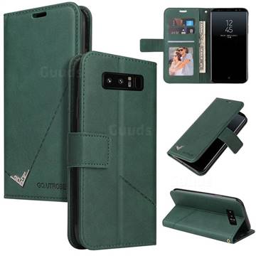 GQ.UTROBE Right Angle Silver Pendant Leather Wallet Phone Case for Samsung Galaxy Note 8 - Green