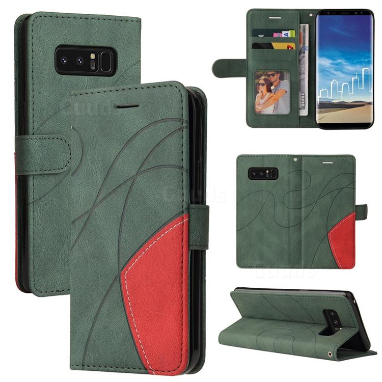 Luxury Two-color Stitching Leather Wallet Case Cover for Samsung Galaxy Note 8 - Green