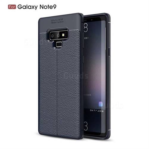 Luxury Auto Focus Litchi Texture Silicone TPU Back Cover for Samsung Galaxy Note9 - Dark Blue