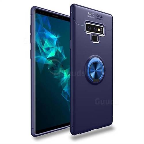 Auto Focus Invisible Ring Holder Soft Phone Case for Samsung Galaxy Note9 - Blue