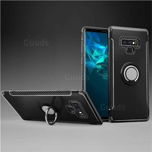 Armor Anti Drop Carbon PC + Silicon Invisible Ring Holder Phone Case for Samsung Galaxy Note9 - Black