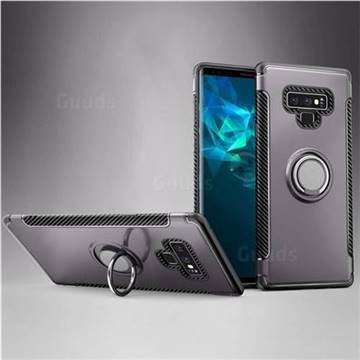 Armor Anti Drop Carbon PC + Silicon Invisible Ring Holder Phone Case for Samsung Galaxy Note9 - Grey