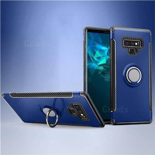 Armor Anti Drop Carbon PC + Silicon Invisible Ring Holder Phone Case for Samsung Galaxy Note9 - Sapphire