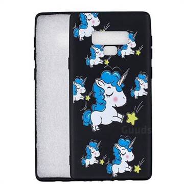 Blue Unicorn 3D Embossed Relief Black Soft Back Cover for Samsung Galaxy Note9