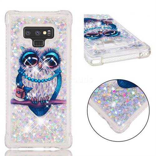 Sweet Gray Owl Dynamic Liquid Glitter Sand Quicksand Star TPU Case for Samsung Galaxy Note9