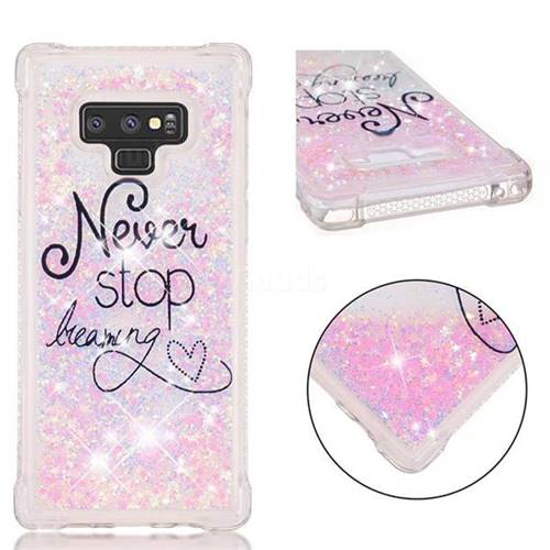 Never Stop Dreaming Dynamic Liquid Glitter Sand Quicksand Star TPU Case for Samsung Galaxy Note9