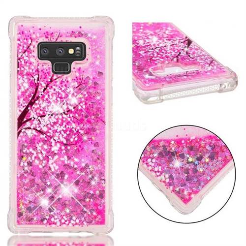 Pink Cherry Blossom Dynamic Liquid Glitter Sand Quicksand Star TPU Case for Samsung Galaxy Note9