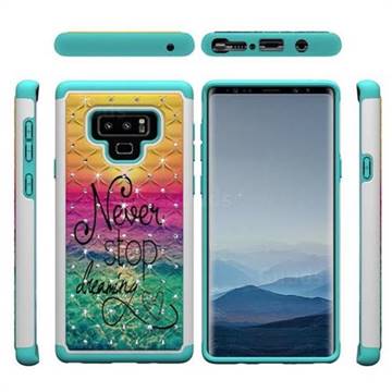 Colorful Dream Catcher Studded Rhinestone Bling Diamond Shock Absorbing Hybrid Defender Rugged Phone Case Cover for Samsung Galaxy Note9