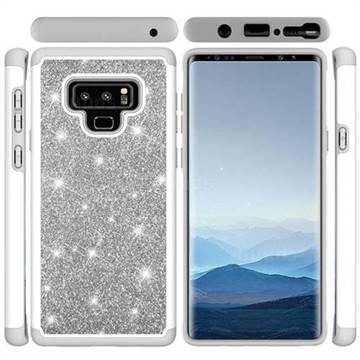 Glitter Rhinestone Bling Shock Absorbing Hybrid Defender Rugged Phone Case Cover for Samsung Galaxy Note9 - Gray