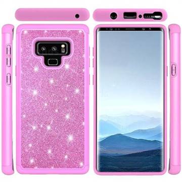 Glitter Rhinestone Bling Shock Absorbing Hybrid Defender Rugged Phone Case Cover for Samsung Galaxy Note9 - Pink