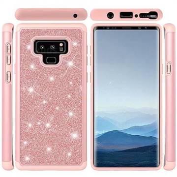 Glitter Rhinestone Bling Shock Absorbing Hybrid Defender Rugged Phone Case Cover for Samsung Galaxy Note9 - Rose Gold