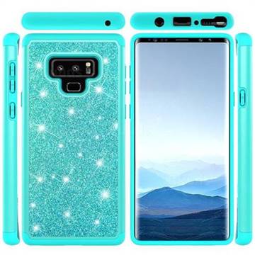Glitter Rhinestone Bling Shock Absorbing Hybrid Defender Rugged Phone Case Cover for Samsung Galaxy Note9 - Green