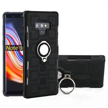 Ice Cube Shockproof PC + Silicon Invisible Ring Holder Phone Case for Samsung Galaxy Note9 - Black