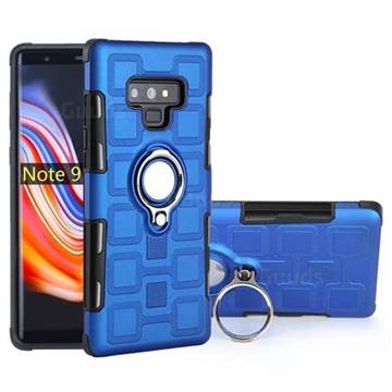 Ice Cube Shockproof PC + Silicon Invisible Ring Holder Phone Case for Samsung Galaxy Note9 - Dark Blue