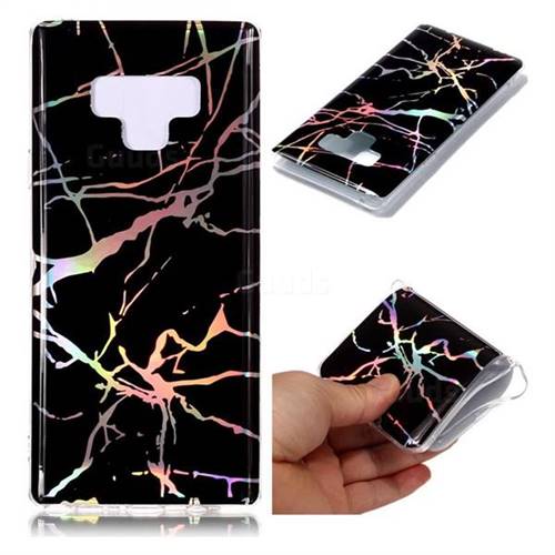 Plating Black Marble Pattern Bright Color Laser Soft TPU Case for Samsung Galaxy Note9
