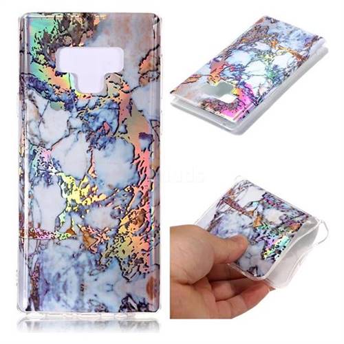 Gold Plating Marble Pattern Bright Color Laser Soft TPU Case for Samsung Galaxy Note9