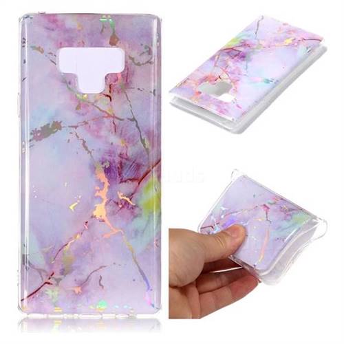 Pink Purple Marble Pattern Bright Color Laser Soft TPU Case for Samsung Galaxy Note9