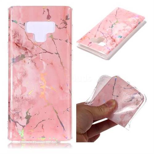 Powder Pink Marble Pattern Bright Color Laser Soft TPU Case for Samsung Galaxy Note9