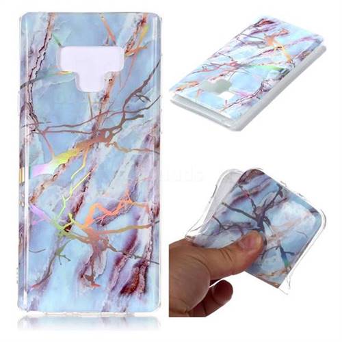 Light Blue Marble Pattern Bright Color Laser Soft TPU Case for Samsung Galaxy Note9