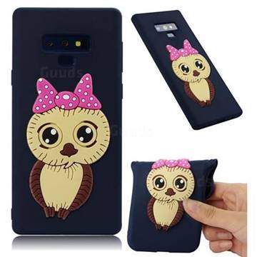 Bowknot Girl Owl Soft 3D Silicone Case for Samsung Galaxy Note9 - Navy