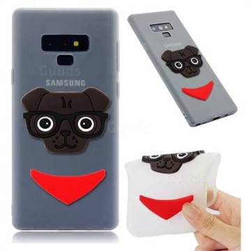 Glasses Dog Soft 3D Silicone Case for Samsung Galaxy Note9 - Translucent White