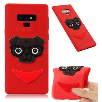 Glasses Dog Soft 3D Silicone Case for Samsung Galaxy Note9 - Red