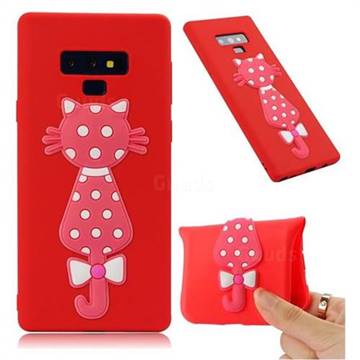 Polka Dot Cat Soft 3D Silicone Case for Samsung Galaxy Note9 - Red